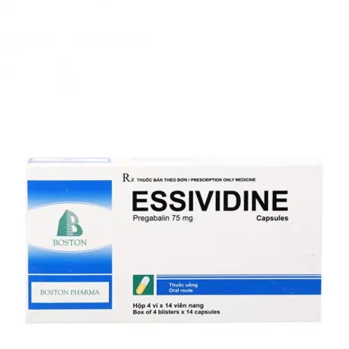 Viên nang Essividine 75mg điều trị động kinh,rối loạn lo âu (4 vỉ x 14 viên)