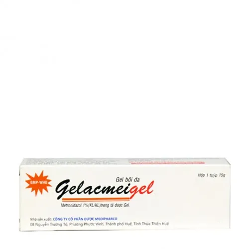 Gel Gelacmeigel 1 % điều trị mụn mủ viêm, nhiễm khuẩn ngoài da do vi khuẩn kỵ khí (tuýp 15g)