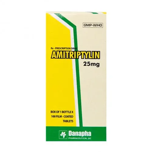 Viên nén Amitriptylin Danapha 25mg điều trị triệu chứng trầm cảm (chai 100 viên)