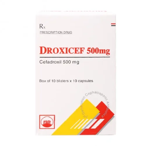 Viên nang Droxicef 500mg điều trị nhiễm khuẩn đường tiểu, da, viêm họng (10 vỉ x 10 viên)
