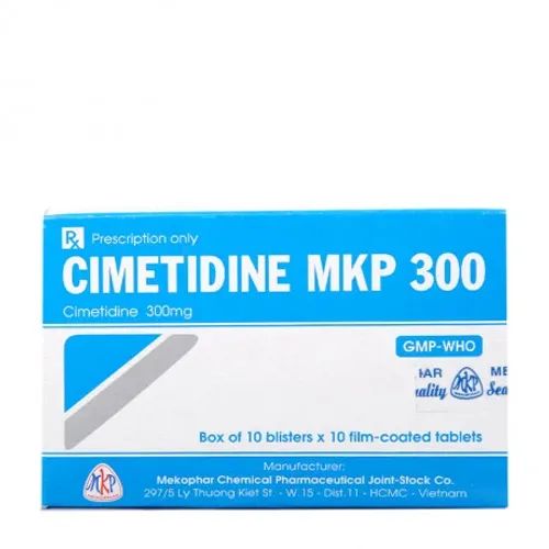 Viên nén Cimetidin 300mg trị viêm loét, trào ngược dạ dày thực quản (10 vỉ x 10 viên)