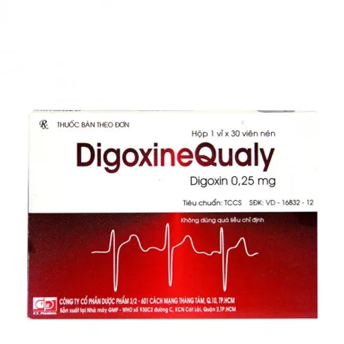 Viên nén Digoxin Qualy 0.25mg điều trị suy tim sung huyết và rung nhĩ (1 vỉ x 30 viên)