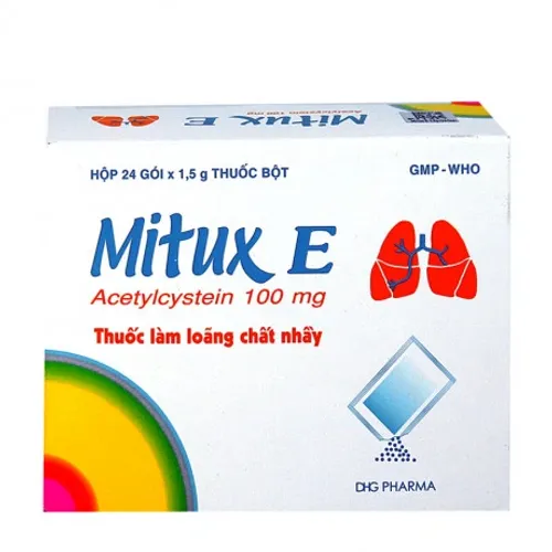 Thuốc bột Mitux E 100mg điều trị đờm nhầy đường hô hấp (24 gói x 1.5g)