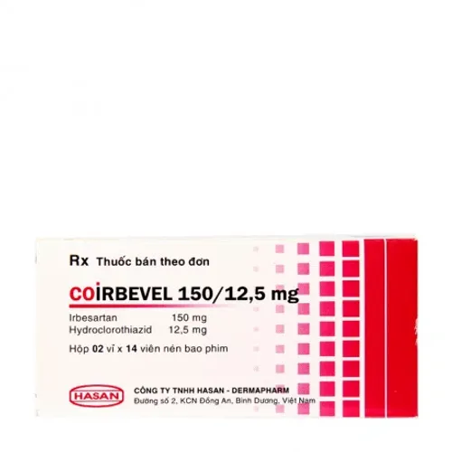 Viên nén Coirbevel 150mg/12.5mg điều trị tăng huyết áp (2 vỉ x 14 viên)