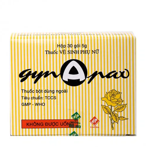 Bột dùng ngoài Gynapax 5g vệ sinh và tẩy trùng niêm mạc phụ khoa (hộp 30 gói)