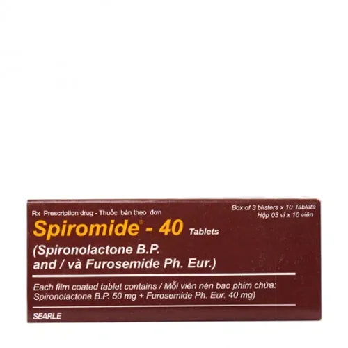 Viên nén Spiromide 40mg giảm phù, lợi tiểu, hạ huyết áp (3 vỉ x 10 viên)