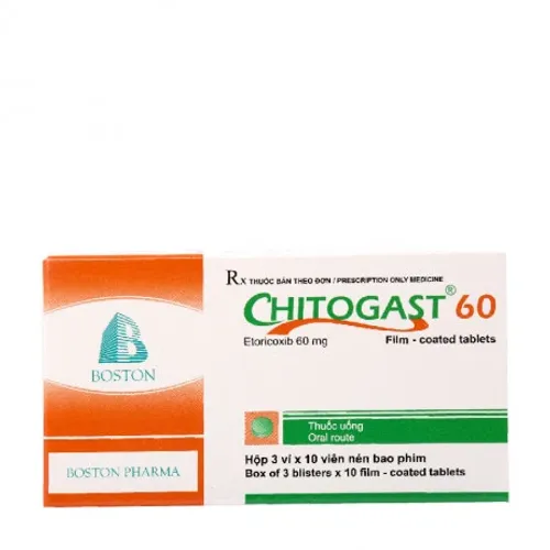 Viên nén Chitogast 60mg điều trị viêm và giảm các cơn đau cơ xương khớp (3 vỉ x 10 viên)