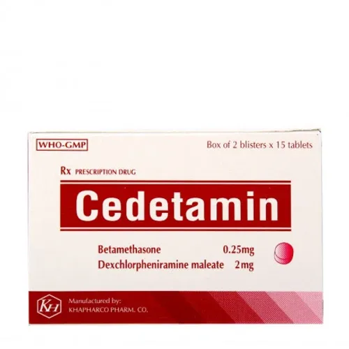 Viên nén Cedetamin 2mg điều trị viêm mũi dị ứng, mày đay (2 vỉ x 15 viên)