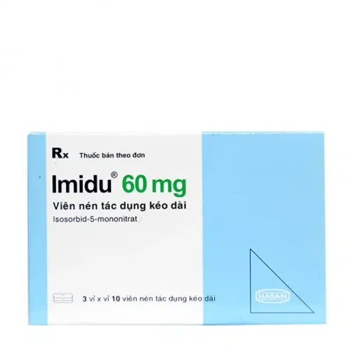 Viên giải phóng có kiểm soát Imidu 60mg điều trị dự phòng đau thắt ngực (3 vỉ x 10 viên)