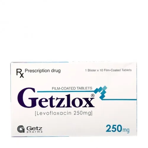 Viên nén Getzlox 250mg điều trị nhiễm trùng nhẹ, trung bình và nặng (1 vỉ x 10 viên)