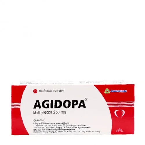 Viên nén Agidopa 250mg điều trị tăng huyết áp (2 vỉ x 10 viên)