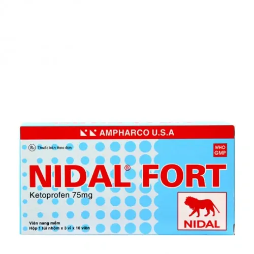 Viên nang Nidal Fort 75mg trị đau cơ xương khớp, viêm khớp, đau do chấn thương (3 vỉ x 10 viên)