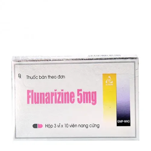 Viên nang Flunarizine 5mg điều trị phòng ngừa cơn đau nữa đầu (3 vỉ x 10 viên)