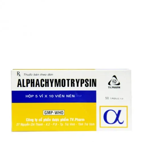 Viên nén Alphachymotrypsin 4.2mg phù nề sau chấn thương, phẫu thuật, bỏng (5 vỉ x 10 viên)