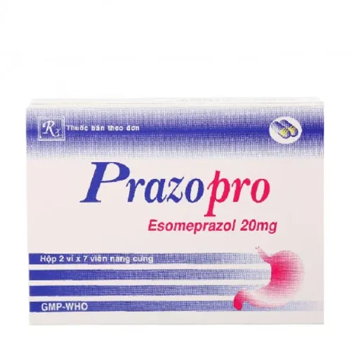 Viên nang Prazopro 20mg trị loét dạ dày tá tràng, viêm thực quản trào ngược (2 vỉ x 7 viên)