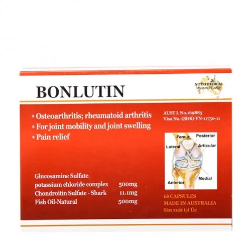 Viên nang Bonlutin giảm triệu chứng của thoái hóa khớp gối nhẹ và trung bình (4 vỉ x 15 viên)