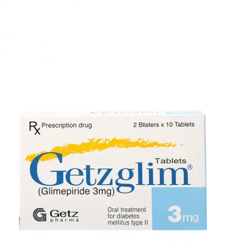 Viên nén Getzglim 3mg điều trị bệnh đái tháo đường type 2 (2 vỉ x 10 viên)