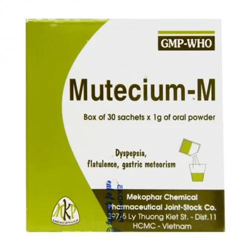 Gói bột Mutecium-M điều trị triệu chứng buồn nôn, nôn, khó tiêu (hộp 30 gói)
