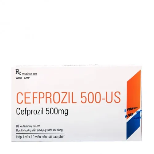 Viên nén Cefprozil 500mg-US kháng sinh điều trị nhiễm khuẩn (1 vỉ x 10 viên)