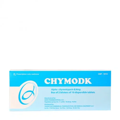 Viên nén phân tán Chymodk 8,4mg phù nề sau chấn thương, phẫu thuật, bỏng (2 vỉ x 10 viên)