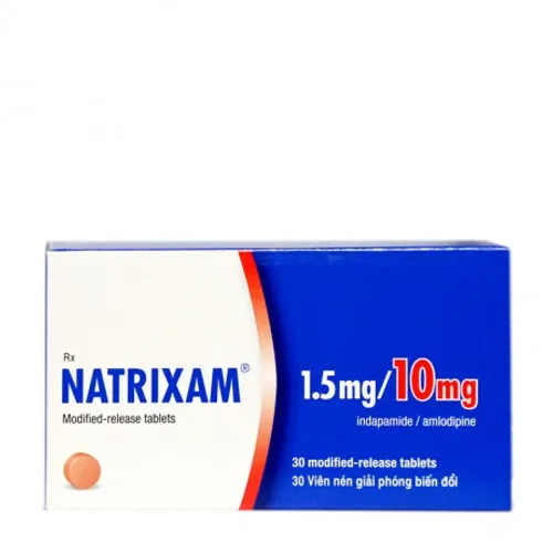 Viên nén Natrixam 1.5mg/10mg điều trị tăng huyết áp (6 vỉ x 5 viên)