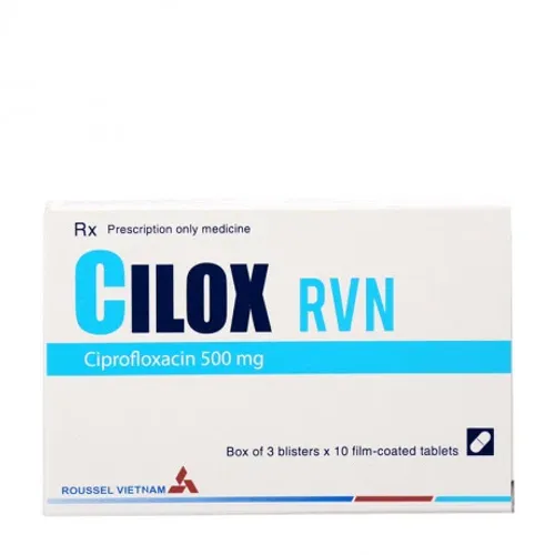 Viên nén Cilox RVN 500mg điều trị nhiễm trùng hô hấp, tiết niệu, sinh dục, tiêu hóa (3 vỉ x 10 viên)