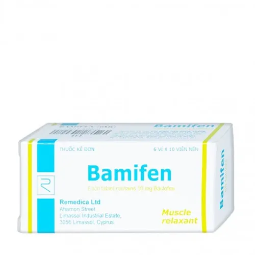 Viên nén Bamifen 10mg điều trị các chứng co cứng cơ vân (6 vỉ x 10 viên)