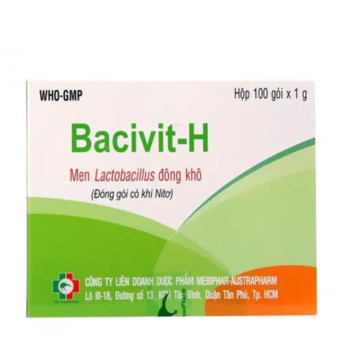 Thuốc bột Bacivit-H điều trị và phòng ngừa rối loạn tiêu hoá (100 gói x 1g)
