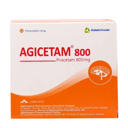 Viên nén Agicetam 800mg các bệnh tổn thương não, chóng mặt (10 vỉ x 10 viên)