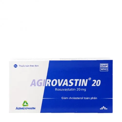 Viên nén Agirovastin 20mg điều trị tăng cholesterol máu, giảm mỡ máu (3 vỉ x 10 viên)