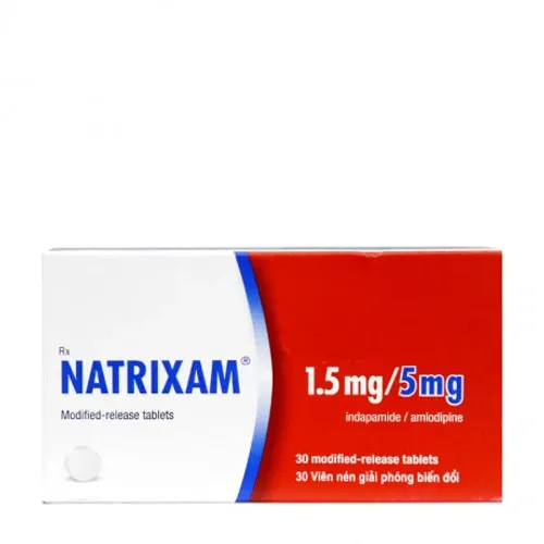Viên nén Natrixam 1.5mg/5mg điều trị tăng huyết áp (6 vỉ x 5 viên)