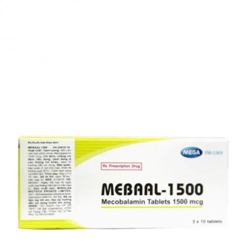 Viên nén Mebaal 1500mcg điều trị các bệnh lý thần kinh ngoại biên (3 vỉ x 10 viên)