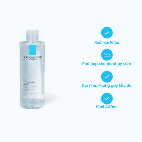 Nước tẩy trang LA ROCHE POSAY Micellar Water Ultra Sensitive Skin làm sạch sâu cho da nhạy cảm (Chai 400ml)