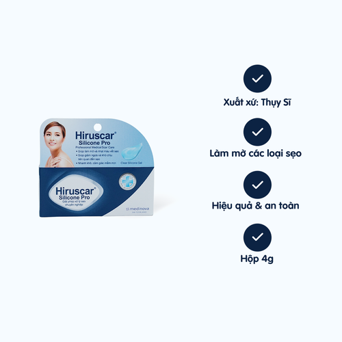 Gel HIRUSCAR Silicone Pro hỗ trợ làm mờ sẹo (Tuýp 4g)