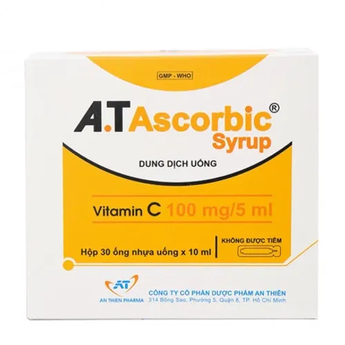 Dung dịch uống A.T Ascorbic 100mg/5ml bổ sung vitamin C (30 ống x 10ml)
