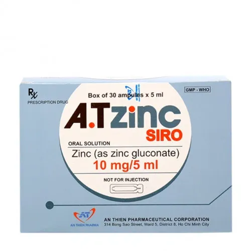 Dung dịch uống A.TzinC 10mg bổ sung kẽm, tăng cường sức đề kháng (30 ống x 5ml)