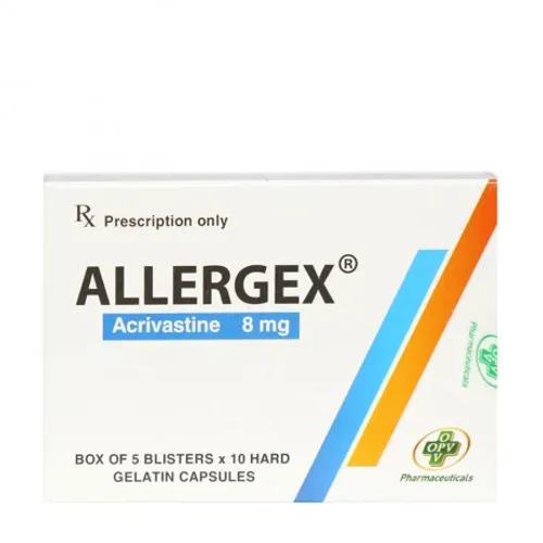 Viên nang Allergex 8mg trị dị ứng, mày đay (5 vỉ x 10 viên)