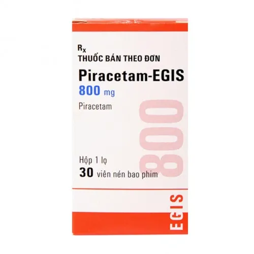 Viên nén Piracetam- Egis 800mg các bệnh tổn thương não, chóng mặt (hộp 30 viên)