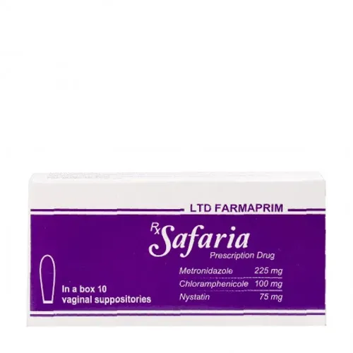 Viên đặt âm đạo Safaria 225mg điều trị nhiễm khuẩn, nhiễm nấm âm đạo (2 vỉ x 5 viên)