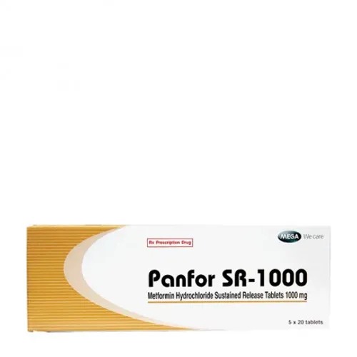 Viên giải phóng có kiểm soát Panfor SR 1000mg điều trị đái tháo đường type 2 (5 vỉ x 20 viên)