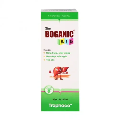 Siro Boganic Kid hỗ trợ làm giảm mụn nhọt, mẩn ngứa, táo bón (Chai 100ml)