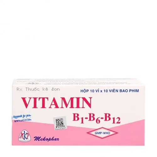 Viên nén Vitamin B1-B6-B12 MEkophar điều trị rối loạn do thiếu vitamin B1, B6, B12 (10 vỉ x 10 viên)