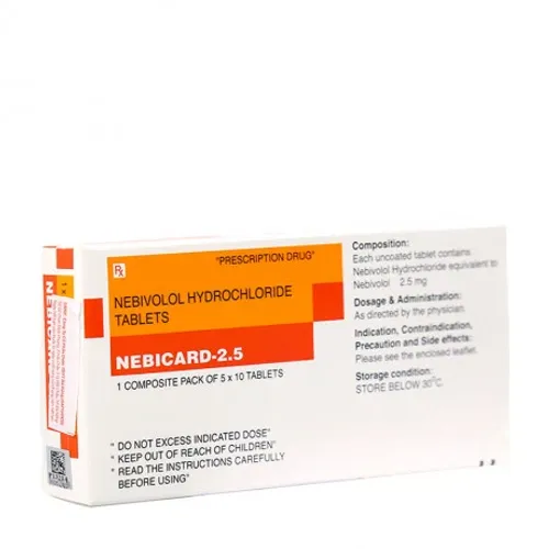 Viên nén Nebicard 2,5mg điều trị tăng huyết áp (5 vỉ x 10 viên)