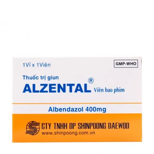 Viên nén Alzental 400mg điều trị nhiễm giun (1 vỉ x 1 viên)