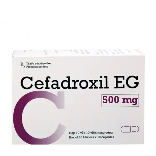 Viên nang CEFADROXIL EG 500mg điều trị nhiễm khuẩn đường tiểu, da, viêm họng (10 vỉ x 10 Viên)