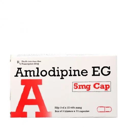 Viên nang AMLODIPINE EG 5mg điều trị tăng huyết áp, đau thắt ngực (3 vỉ x 10 viên)