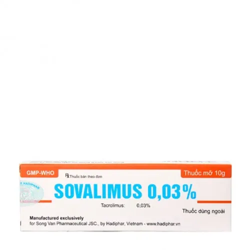Thuốc dùng ngoài Sovalimus 0.03% điều trị viêm da cơ địa từ vừa đến nặng (tuýp 10g)