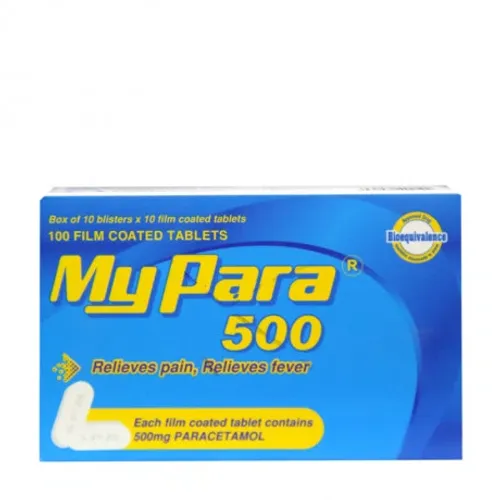 Viên nén Mypara 500mg điều trị các chứng đau và sốt từ nhẹ đến vừa (10 vỉ x 10 viên)