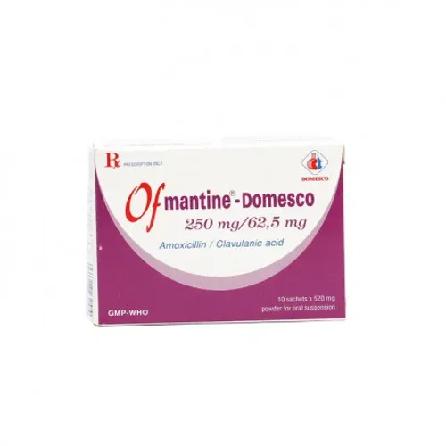 Bột pha uống Ofmantine 250mg/62,5mg điều trị nhiễm khuẩn (hộp 10 gói)