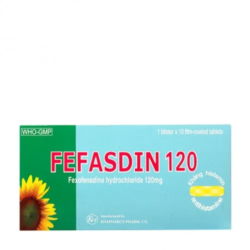 Viên nén Fefasdin 120mg trị viêm mũi dị ứng, mày đay (1 vỉ x 10 viên)